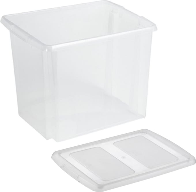 Sunware opslagbox - kunststof - 45 liter - transparant - 45 x 36 x 36 cm - met deksel
