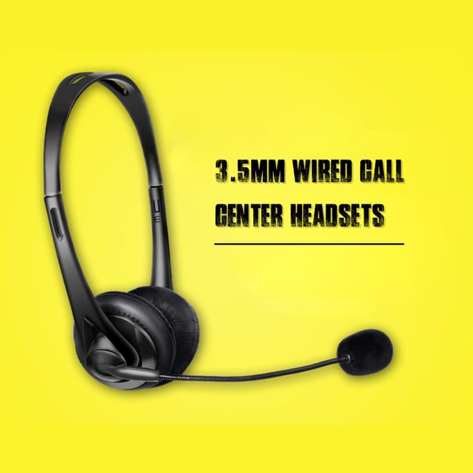 OY136 3.5mm Computerheadset met Microfoon Ruisonderdrukkende Hoofdtelefoon met Hoofdband Bedraad Bellen zwart