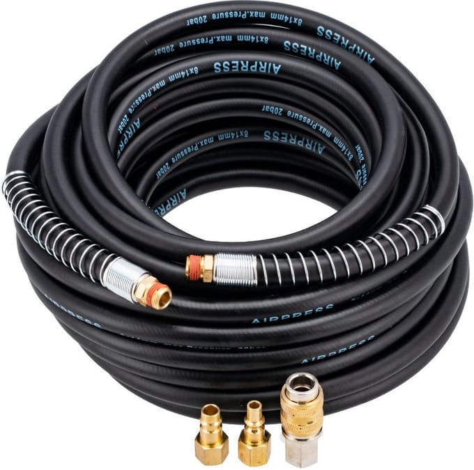 Luchtslang | Binnen Ø 8 / Buiten Ø 14 mm | 1/4 buitendraad | 15 meter | 20 bar | incl nippels