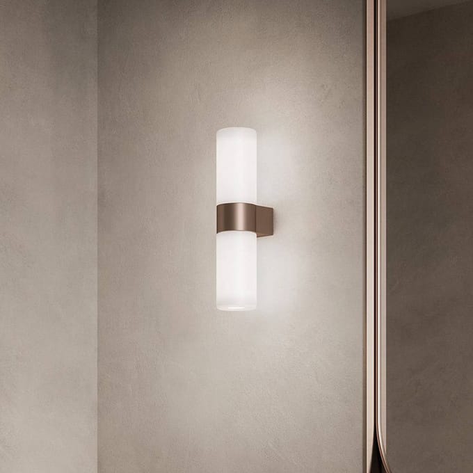 kdln wandlamp Pastilla, brons, hoogte 36 cm, glas