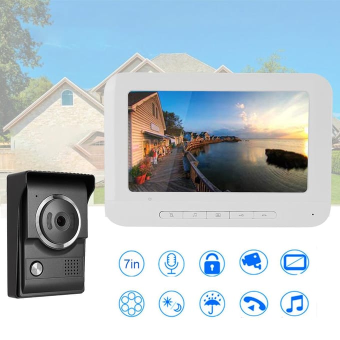Interphone vidéo couleur HD TFT LCD IR 7 pouces avec moniteur et sonnette de surveillance