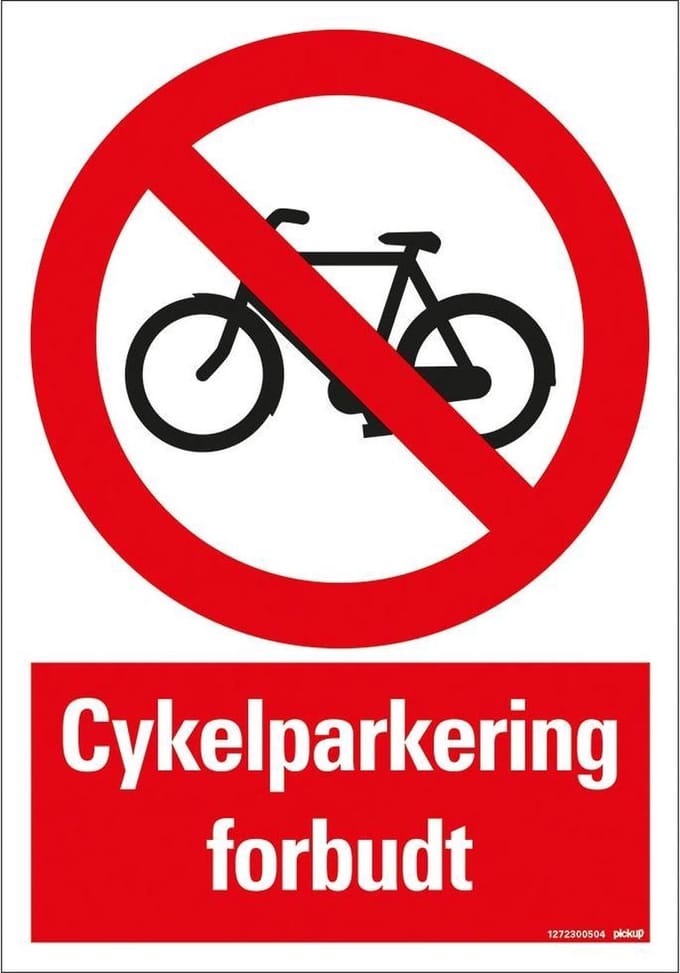 Pickup bord 23x33 cm Combinatie - CYKELPARKERING FORBUDT