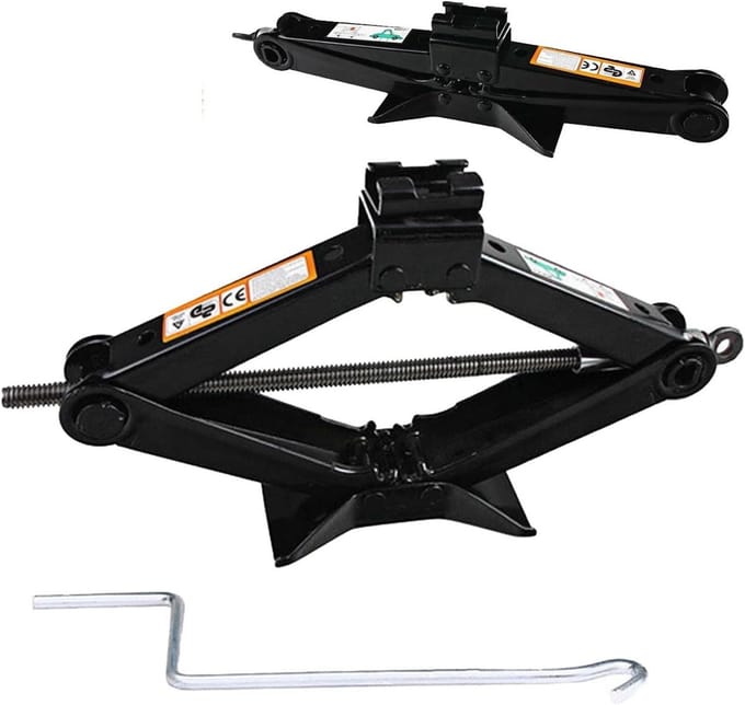 Vloerkrik Auto - Schaarkrik Krik - Band Vervangen - Brede Stabiele Basis - 2 Ton - Zwart