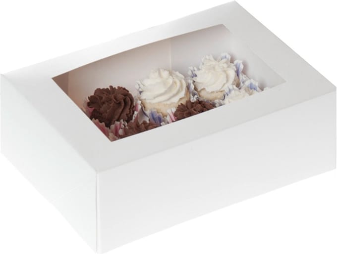 House of Marie Mini Cupcake Doos 12 - Wit - pk/2