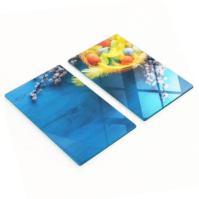 Keukenplanken van gehard glas met paasmandje-afbeeldingen, 2x30x52 cm