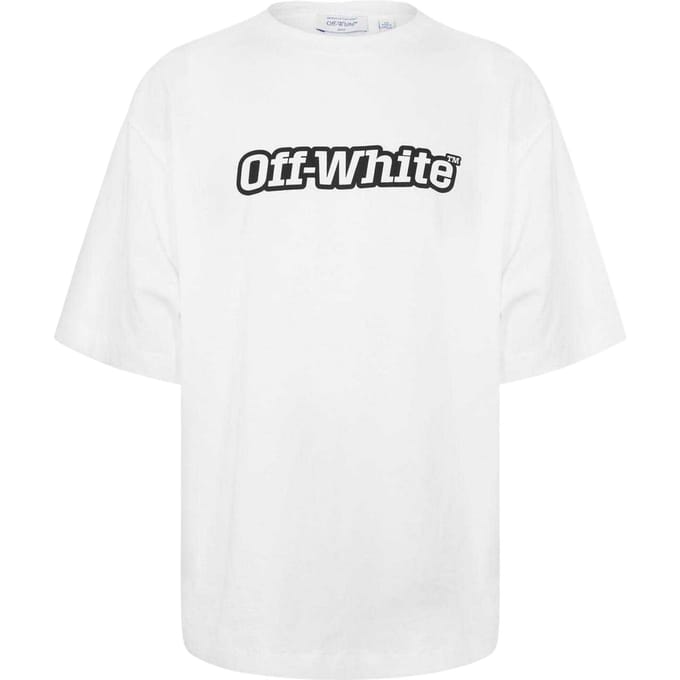 Off White Heren T-shirt met skate-print (Wit, Zwart)