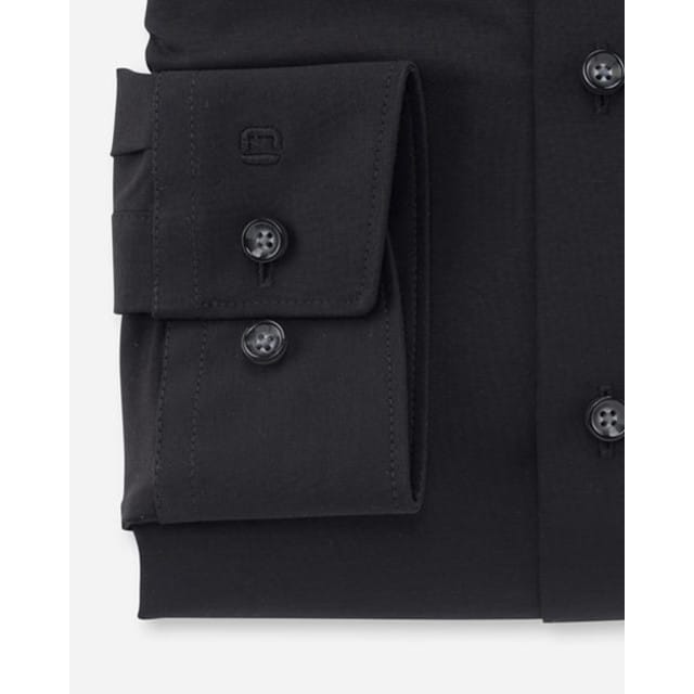 OLYMP Luxor 24/Seven Overhemd, Modern Fit, New Kent, Zwart