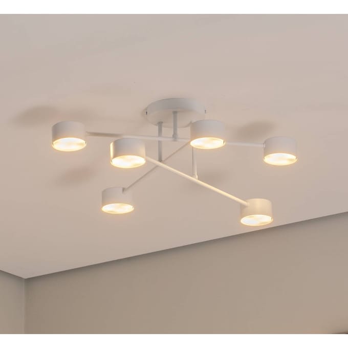 EMIBIG LIGHTING Modus 6 plafondlamp, staal, 6-lamps, GX53, wit