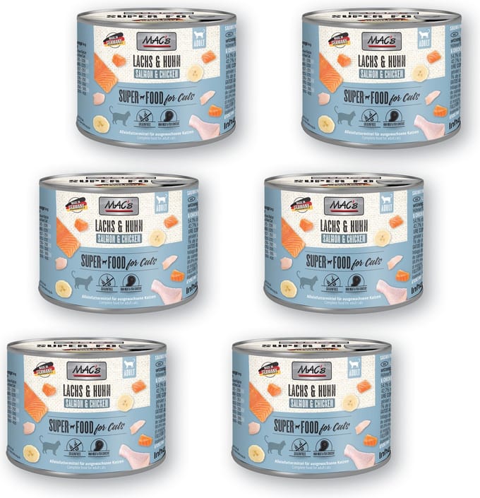 MAC's Kattenvoer Natvoer Blik 96,8% Zalm & Kip 6 x 200g