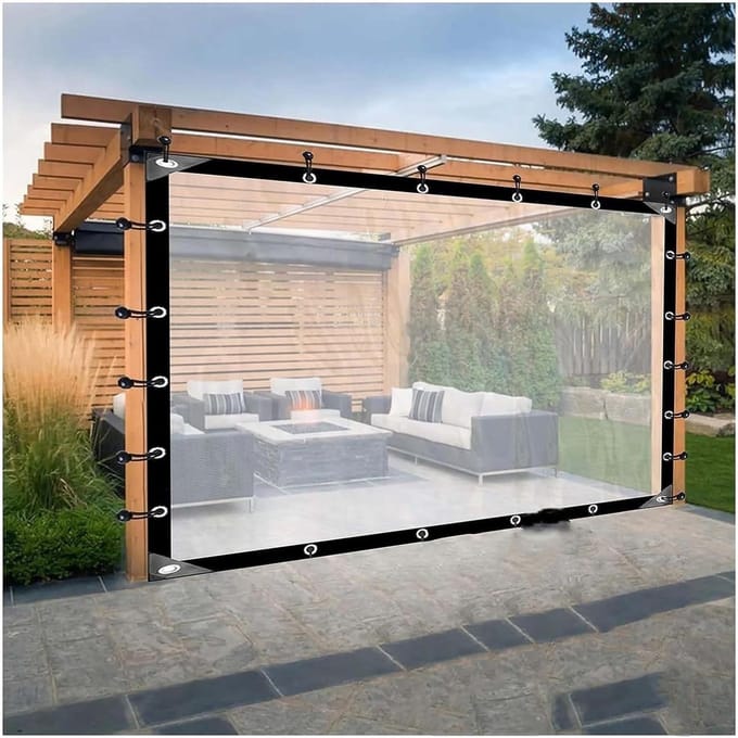 Terrasoverkapping Luifel - Transparant Zeil - Buitenruimte Beschermen - Waterdicht & Winddicht - 3 x 5 m - Transparant