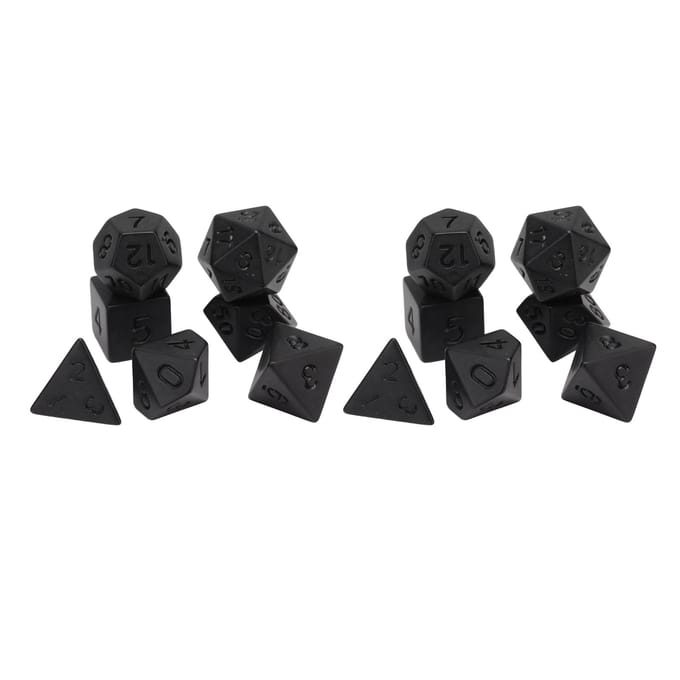 14 STUKS Polyhedrale Dobbelstenen Zwart Plastic Antioxiderende Dobbelstenen Set voor Puzzelspel Bordspel black