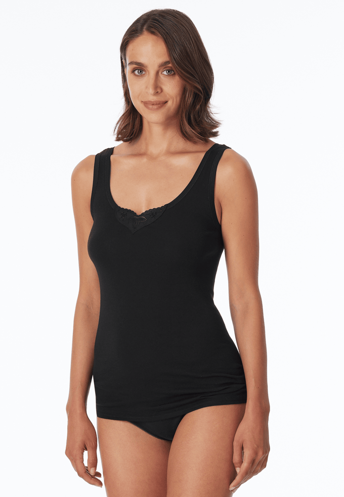 Schiesser Cotton Essentials 2PACK Tanktop hemdjes Dames Onderhemd - zwart