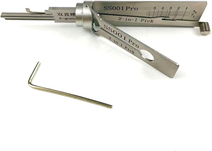 Slot Gereedschap - Pick Tool - Dubbel-Groef Slot - 2 in 1 Decoder - 20x10x4 cm - Zilver