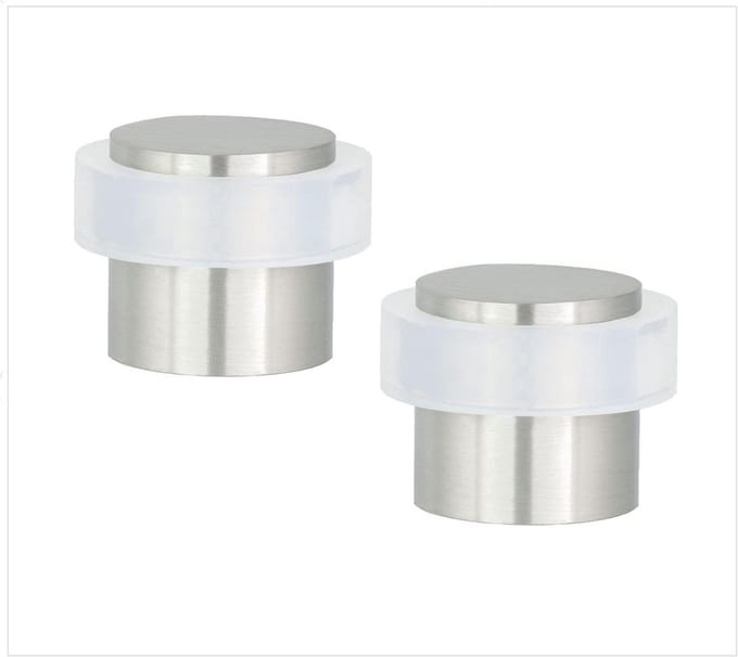 Set van 2 Deur Stopper - Wit Siliconen Rubber en RVS - Universele Wandprotector incl. Schroeven