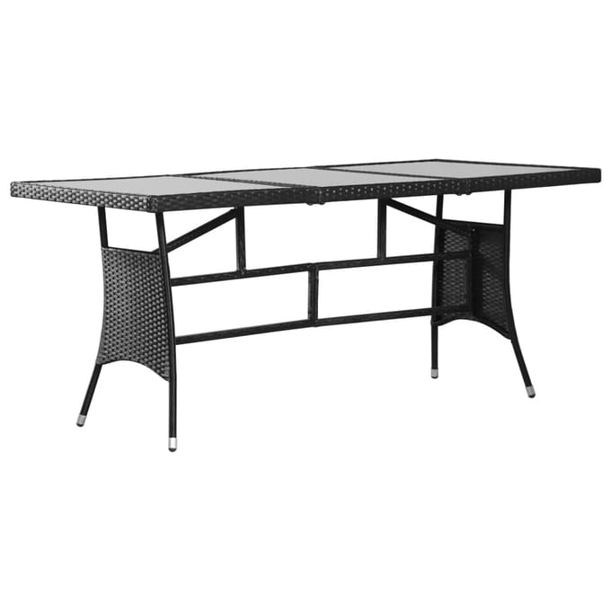 vidaXL - Tuintafel - 170x80x74 - cm - poly - rattan - zwart