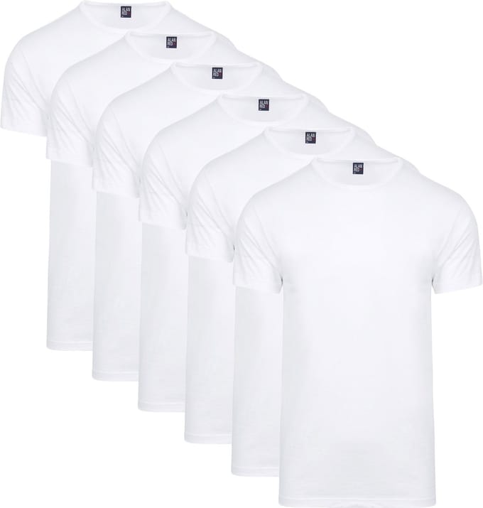Alan Red Derby 6-Pack O-Hals T-shirts Wit Aanbieding - Maat S - Heren - Basic T-shirt