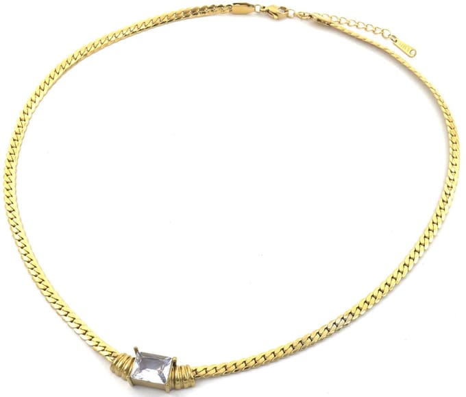 Ketting met Zirkonia - RVS - Lengte 39-44 cm - Goudkleurig