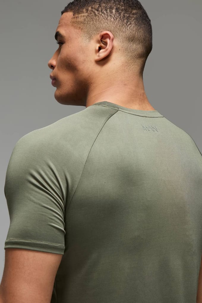 Heren Actieve Lichtgewicht Essentials Gym Regular Fit Raglan T-shirt | Khaki | Size Medium