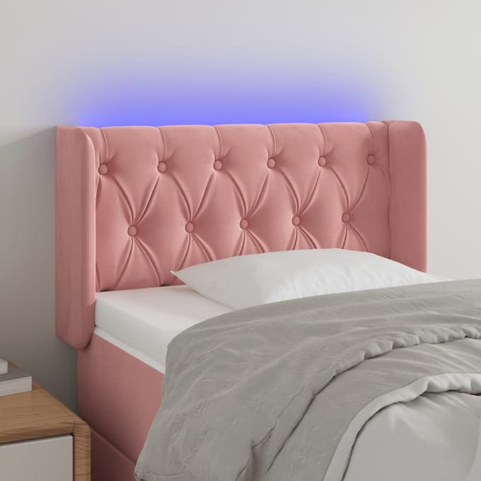 vidaXL - Hoofdbord - LED - 83x16x78/88 - cm - fluweel - roze