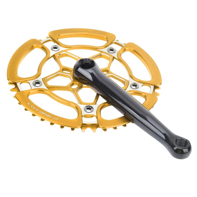 BCD130mm Fiets Crankstel Crankarm Aluminiumlegering 47T Single Speed Tandwiel Accessoire Gouden goud