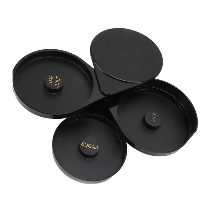 3-laags Bar Glasrimmer Voedselkwaliteit Professionele Suiker Zout Rimmers Bartender Tool voor Thuisbars black
