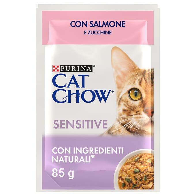 24 x 85 g Cat Chow Sensitive Zalm & Courgette Kattenvoer