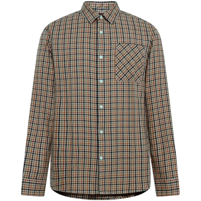 Katoenen langemouwhemd met ruitpatroon KnowledgeCotton Apparel Dune