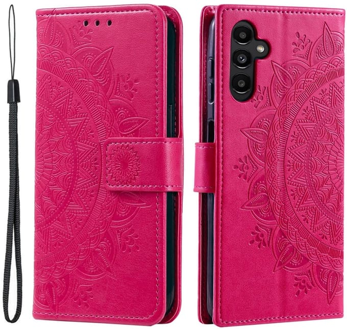 Mandala Book Case Geschikt voor Samsung Galaxy A26 - Hoesje met Pasjeshouder Roze
