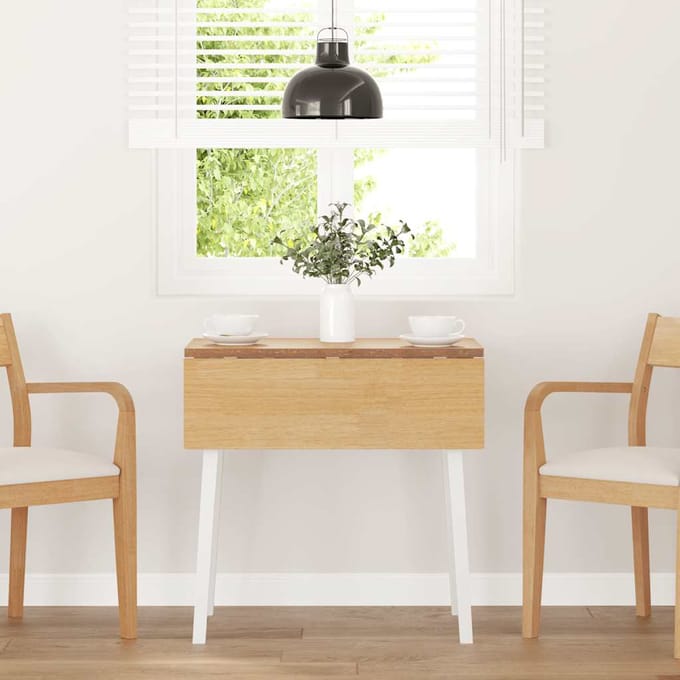 vidaXL - Eettafel - massief - hout - wit - rubber