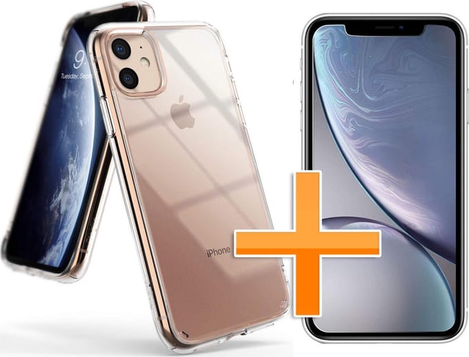 HB Hoesje Geschikt voor Apple iPhone 11 - Siliconen Back Cover / Glazen Screenprotector - Transparant