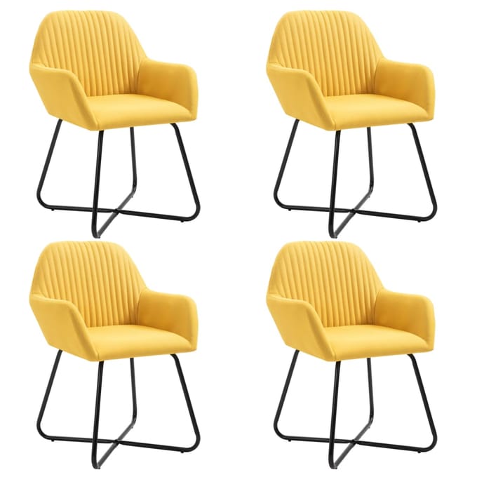 vidaXL Eetkamerstoelen 4 st stof geel