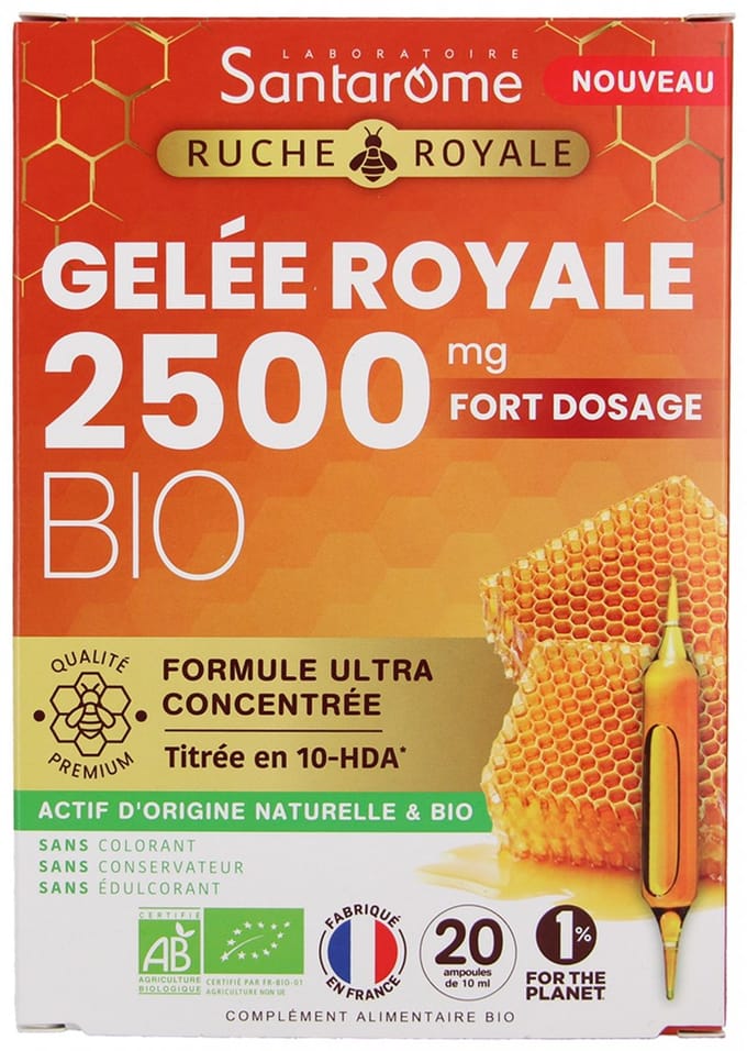 Santarome Royal Hive Royal Jelly 2500 mg Organic 20 Flacons