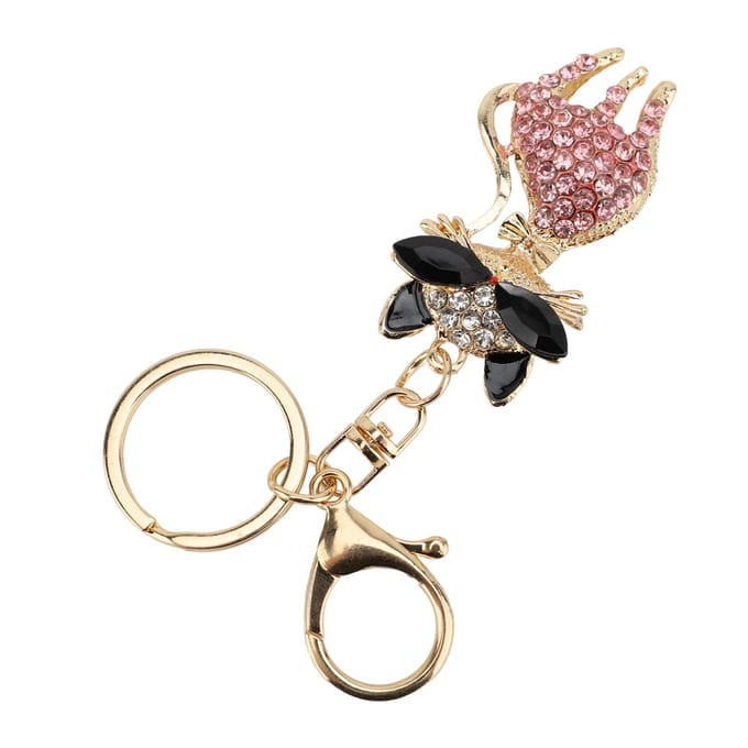 Strass Sleutelhanger Multifunctioneel Schattige Kat Vorm Meisje Bling Rugzak Sleutelhanger Rozeachtig roze
