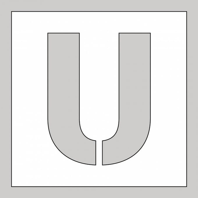 Spuitsjabloon letter U - dibond 500 x 500 mm