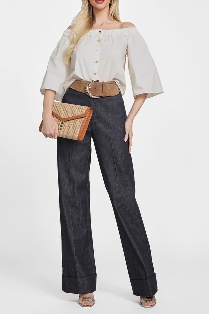 GUESS Pat Off Shoulder Top Sandy Shore Taglia: 38 | Magliette intime Outlet | Donna | Marrone