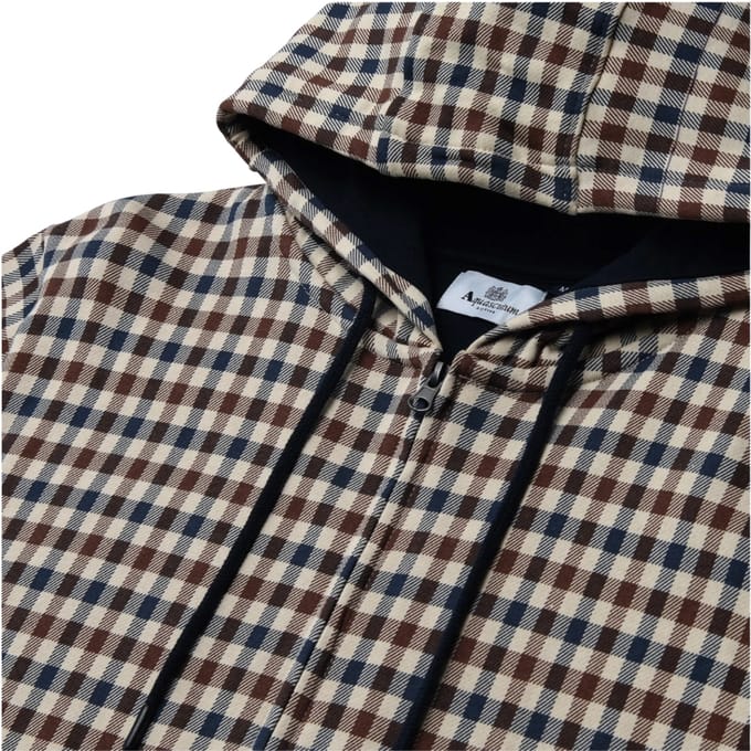 Aquascutum Active Club Check Full-zip Hoodie Navy