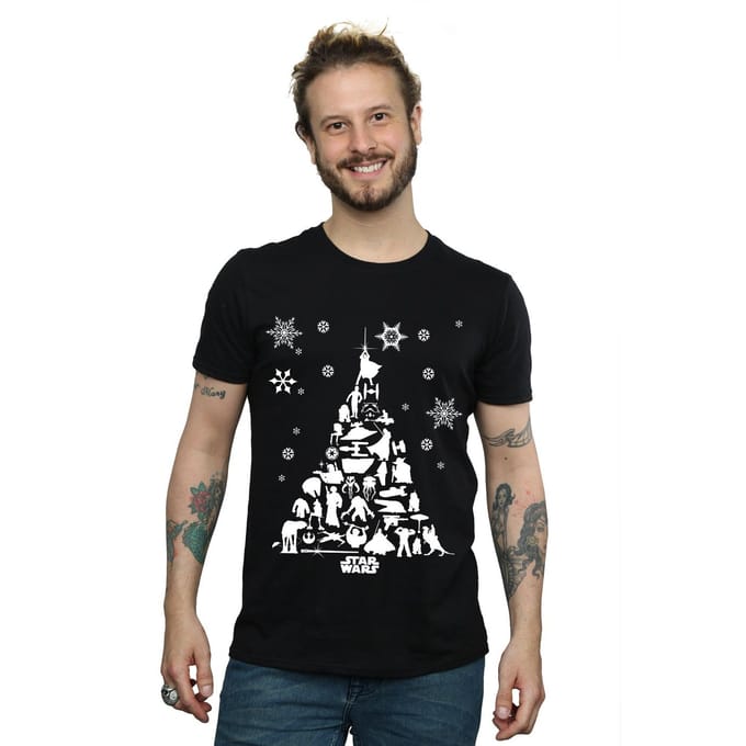 Star Wars Heren Kerstboom T-Shirt (Zwart)