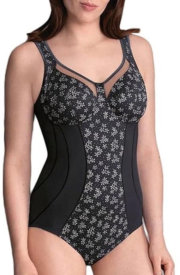 Dames body met grafische bloemenprint