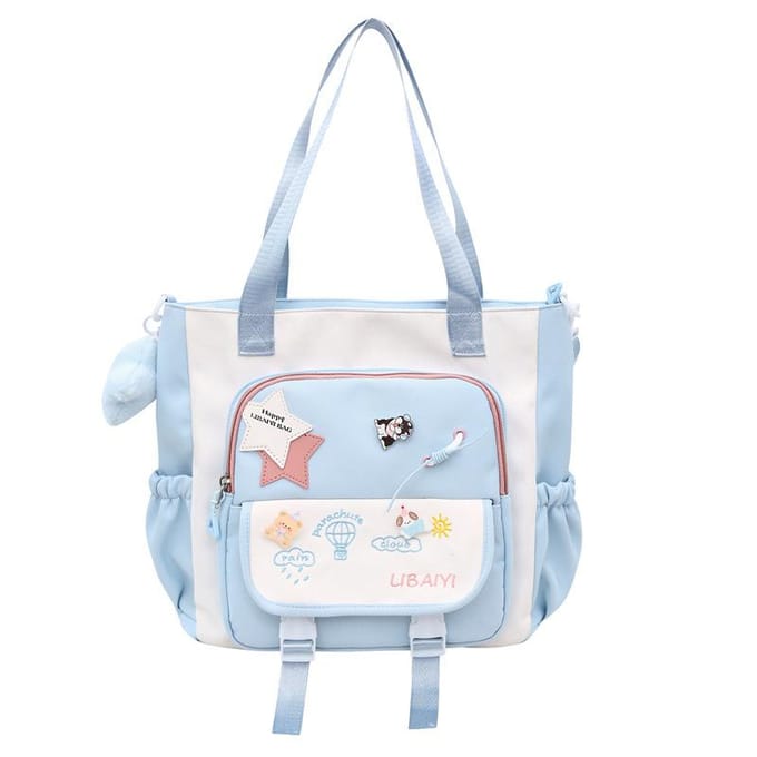 Schooltas Middelbare School Meisjes' Grote Capaciteit en Hoge Waarde Ins Wind Niche Rugzak Tweedelige Tutorial Tas Lichte Rugzak white