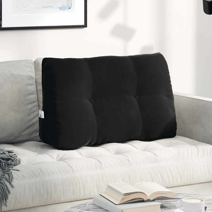 vidaXL Rugkussen Zwart 80 x 24 x 50 cm Fluweel