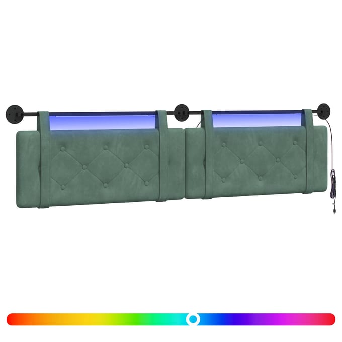 vidaXL - Hangend - hoofdbord - Met - LED-verlichting - Zeegroen - Fluweel