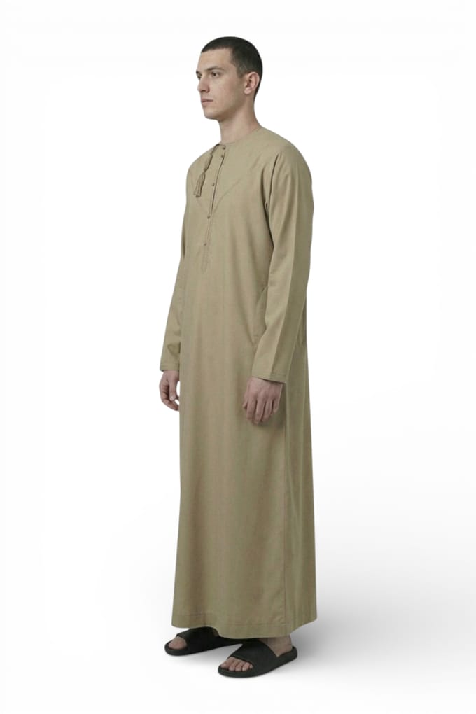 Heren Eid Beige Marokkaanse Jubba Robe Djellaba Ramadan Eid Thobe - HM11