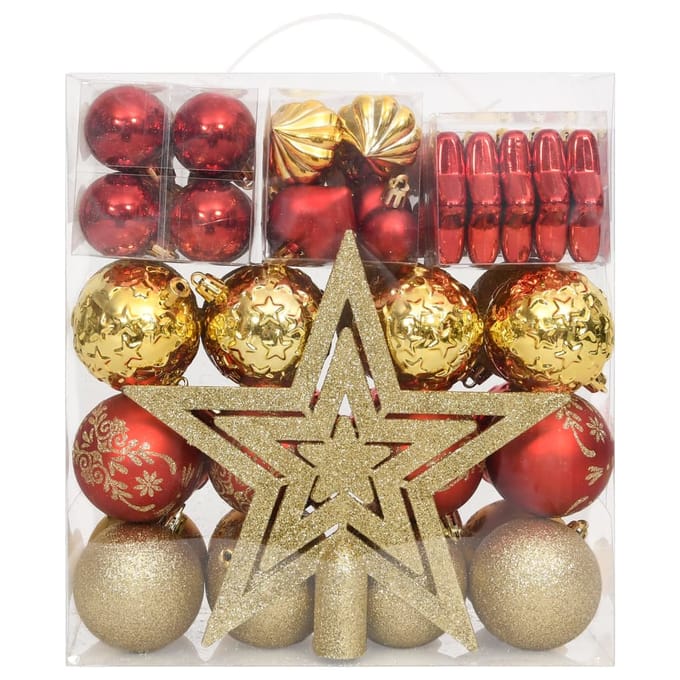 vidaXL - 70-delige - Kerstballenset - goud - en - rood