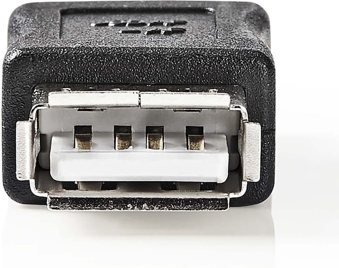 Nedis USB-A Adapter - USB 2.0 - USB-A Female - USB-A Female - 480 Mbps - Rond - Vernikkeld - PVC - Zwart - Envelop