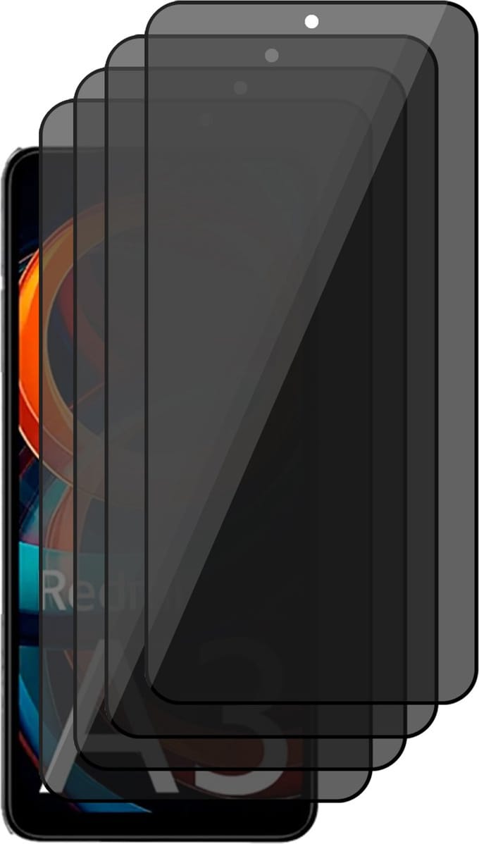 Privacy Screenprotector geschikt voor Xiaomi Redmi A3 - 4x Volledig Dekkend Glas Screen Protector