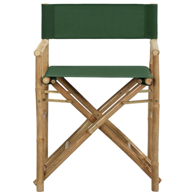 vidaXL - Regisseursstoelen - 2 - st - inklapbaar - groen - bamboe - en - stof