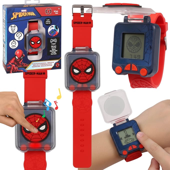 MARVEL Spider-Man Multifunctioneel educatief horloge met spelletjes, alarm en stopwatch voor kinderen
