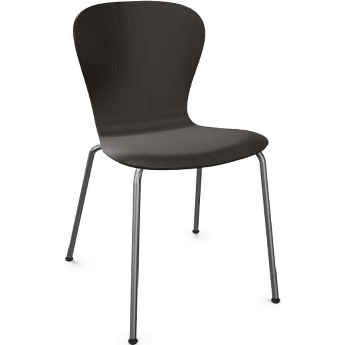 Thonet S 220 Stalen buisstoel - Eiken Zwart (TP 29) gebeitst - chroom