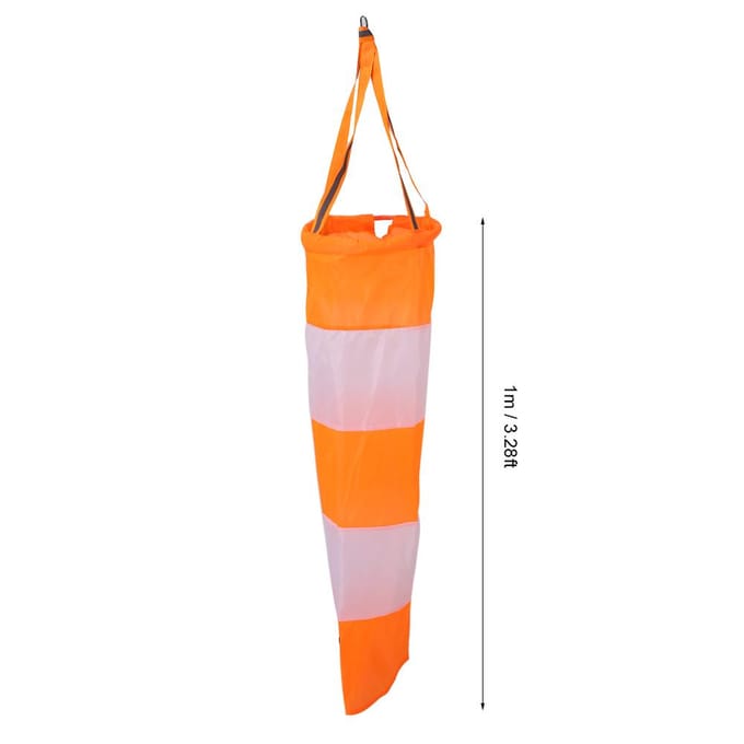 Nylon Luchthaven Windsok Ripstop Outdoor Windmeet Sokzak met Reflecterende Band (1m) white