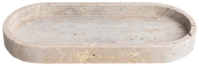 Cinar – ovale schaal – met opstaande rand – 12,5x24,5x2,8 cm – Travertine